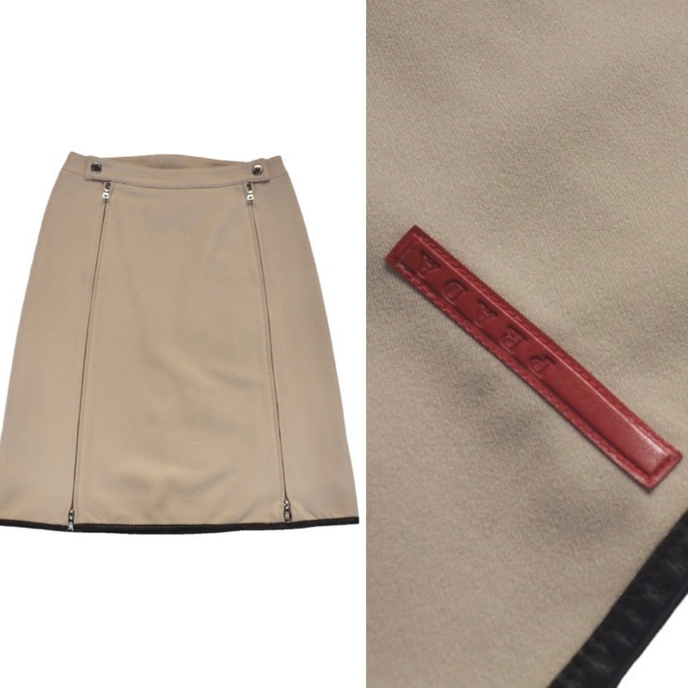 PRADA Vintage 90 Leather Trim Skirt Archive